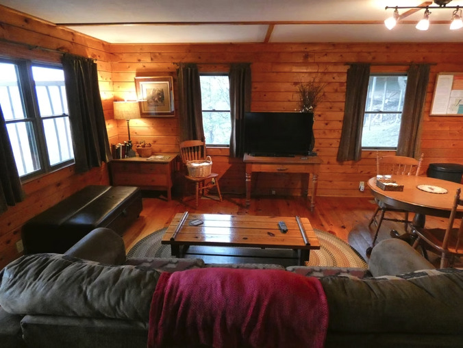 Cliffside cabin cozy reading nook